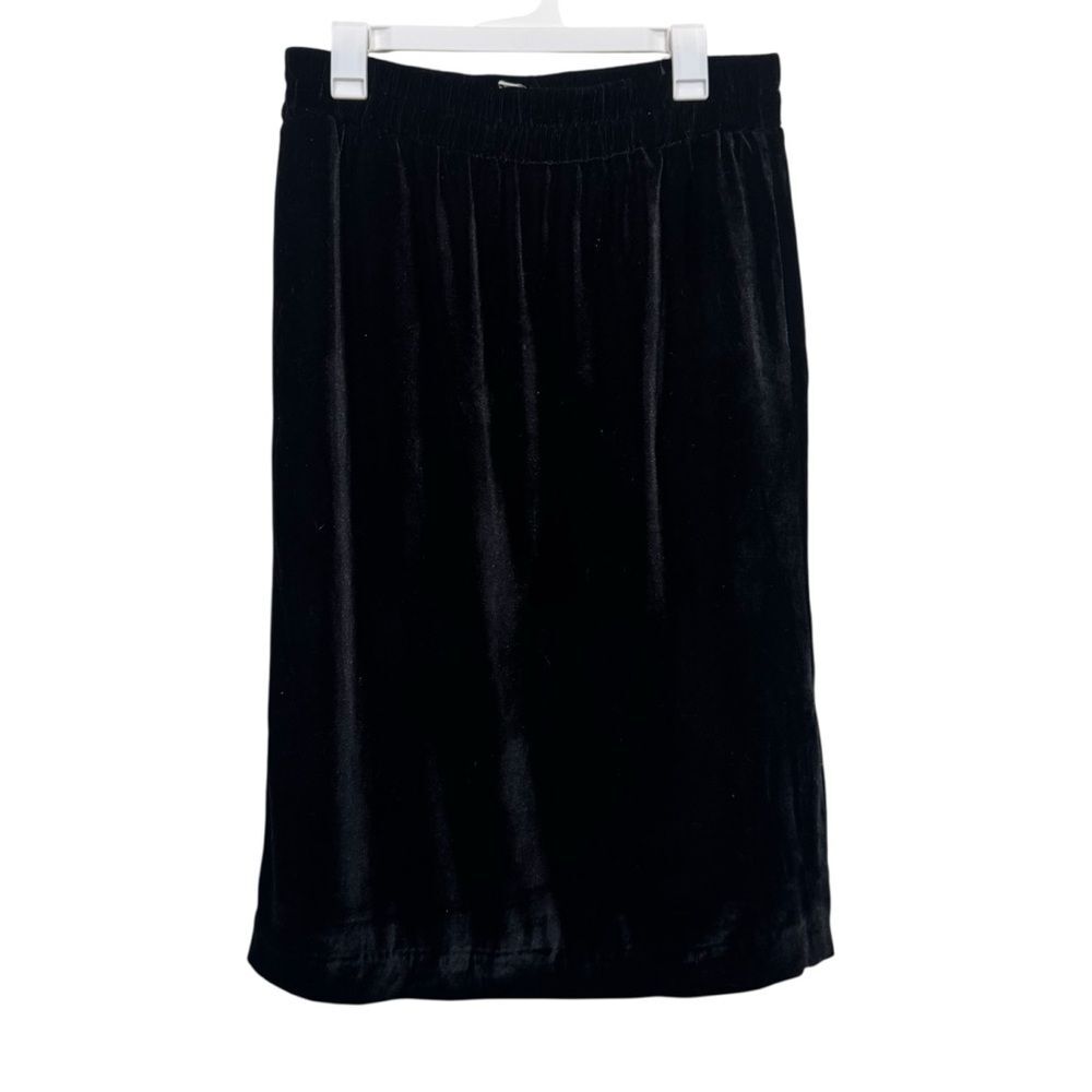 J. Crew Black Velour Midi Length Pencil Skirt